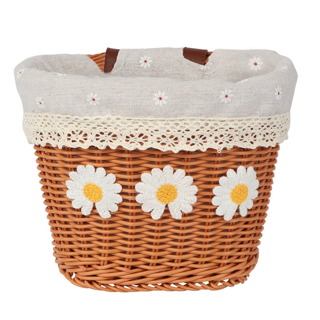 Vintage Daisy Wicker Basket & Burlap Liner