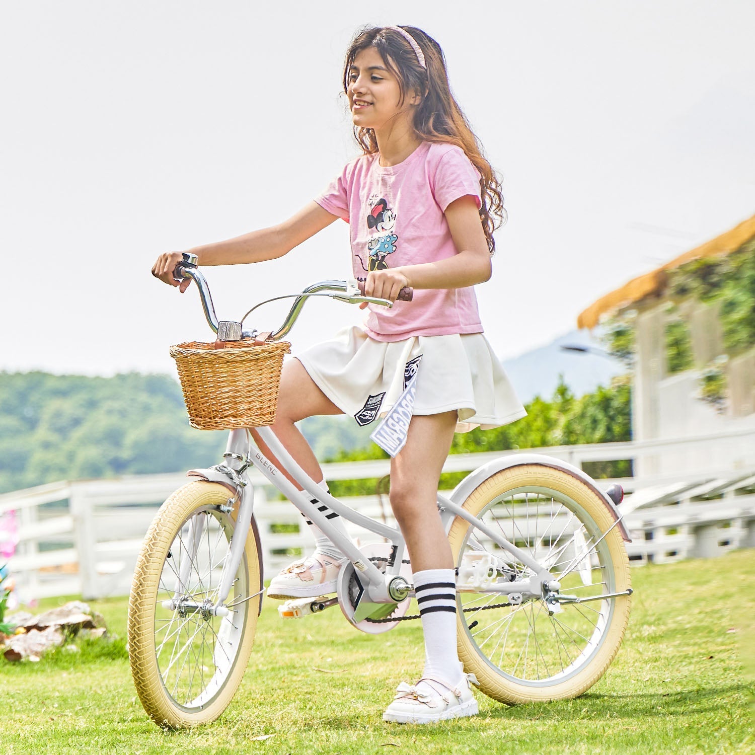 Bicicletta Bambina Glerc Little Molly 14 Pollici - Telaio In Acciaio Stile Retrò, Sella Pelle Marrone, Freni A Mano E Contropedale