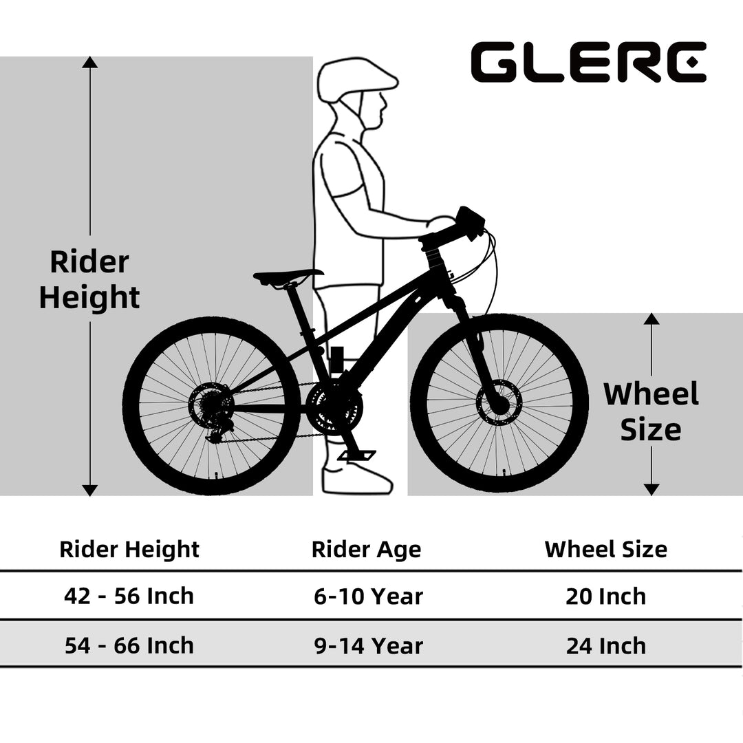 Glerc Skyline 20" Kids Mountain Bike for boys girls